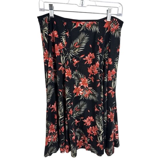 Tommy Bahama Women's L 100% Silk Knit Stretch skirt Dark Tropical Floral EUC - Picture 1 of 10